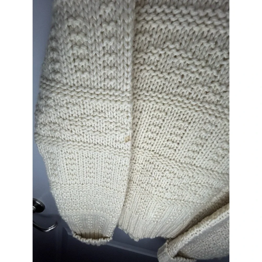 Vintage 80's Webster Wool Knitted Cream And Olive Green Sweater Sz Mens Medium‎